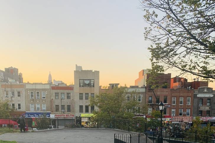 Fifth Avenue in Sunset Park as seen from the park